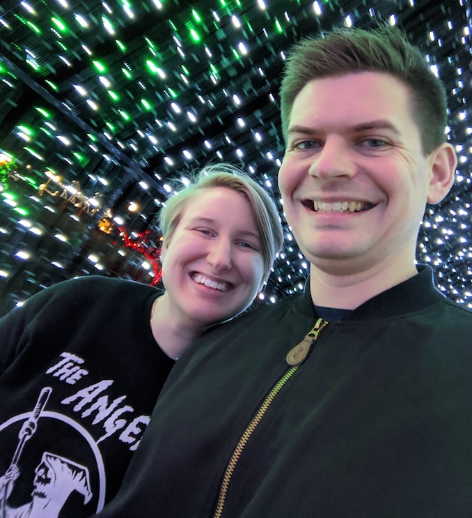 Kayla and Richard at a lights festival.
